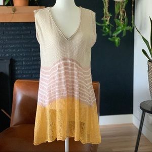 Mystree Open Knit Crochet Sleeveless Sweater Small